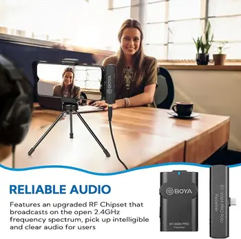 BOYA Microphones WM4 PRO-K5 (TX+RXUC), 2.4GHz Wireless Lavalier Microphone System for USB-C Android Devices- Great, Live Stream detail image
