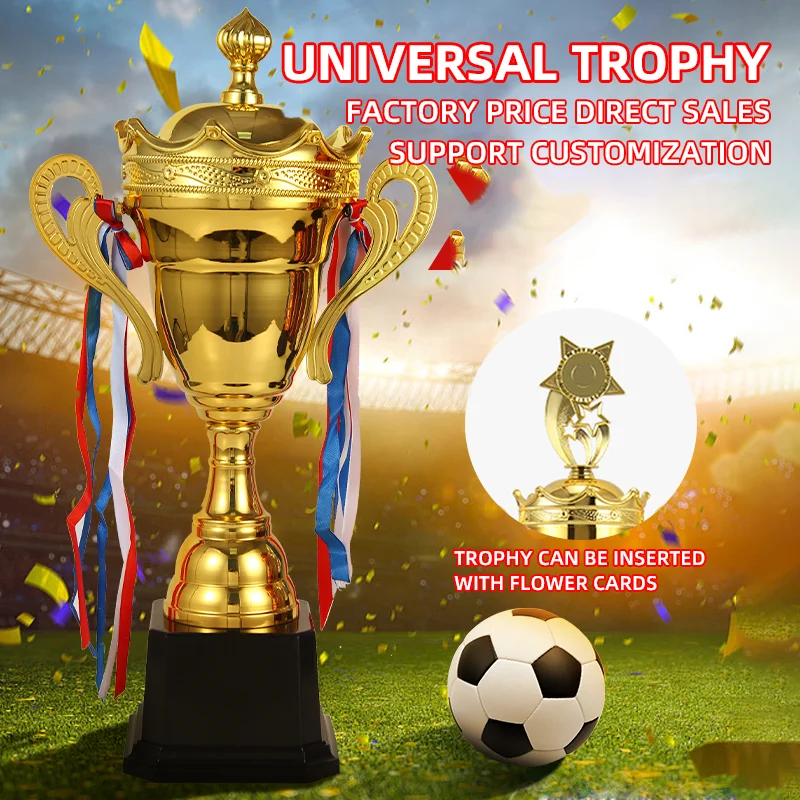 Big Cup Metal Cup Trophy Custom Design and Mold Service King Crown Top Large Metal Craft Plated Trophies Cups From China