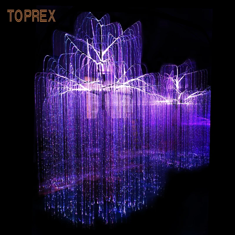 7 Color Changing Event Decoration Metal Trunk Fiber Optic Christmas Lighting Led Weeping Willow Tree Lighting