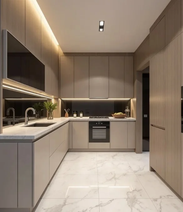 Manufacturer Flat Pack Kitchen Cabinet Modern Kitchen Cupboard Wooden Plywood Kitchen Set Made in China