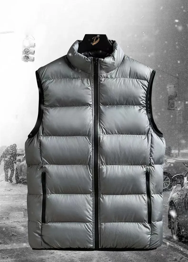 Men's Winter Custom Daily Life Lightweight Down Gilet Cotton Puffer Padded Quilted vest Sleeveless J