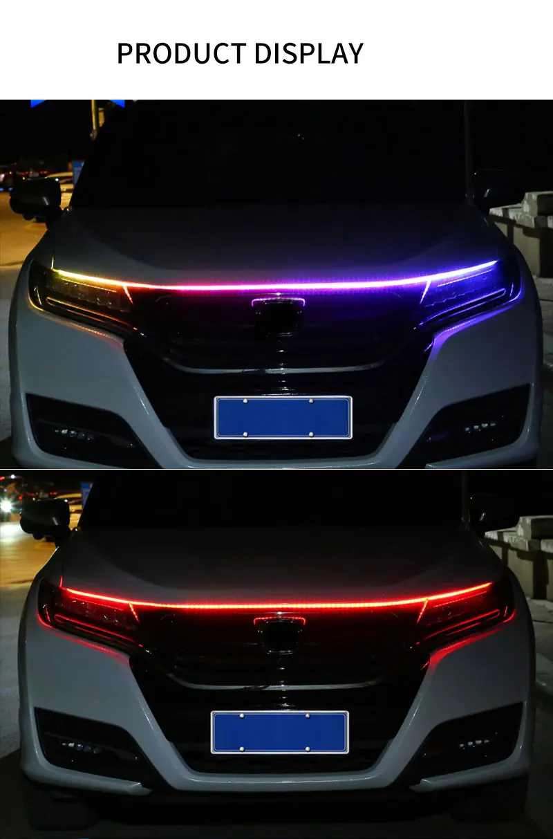 Factory Led Car Hood Lights Strip Flexible Auto Engine Cover Decoration