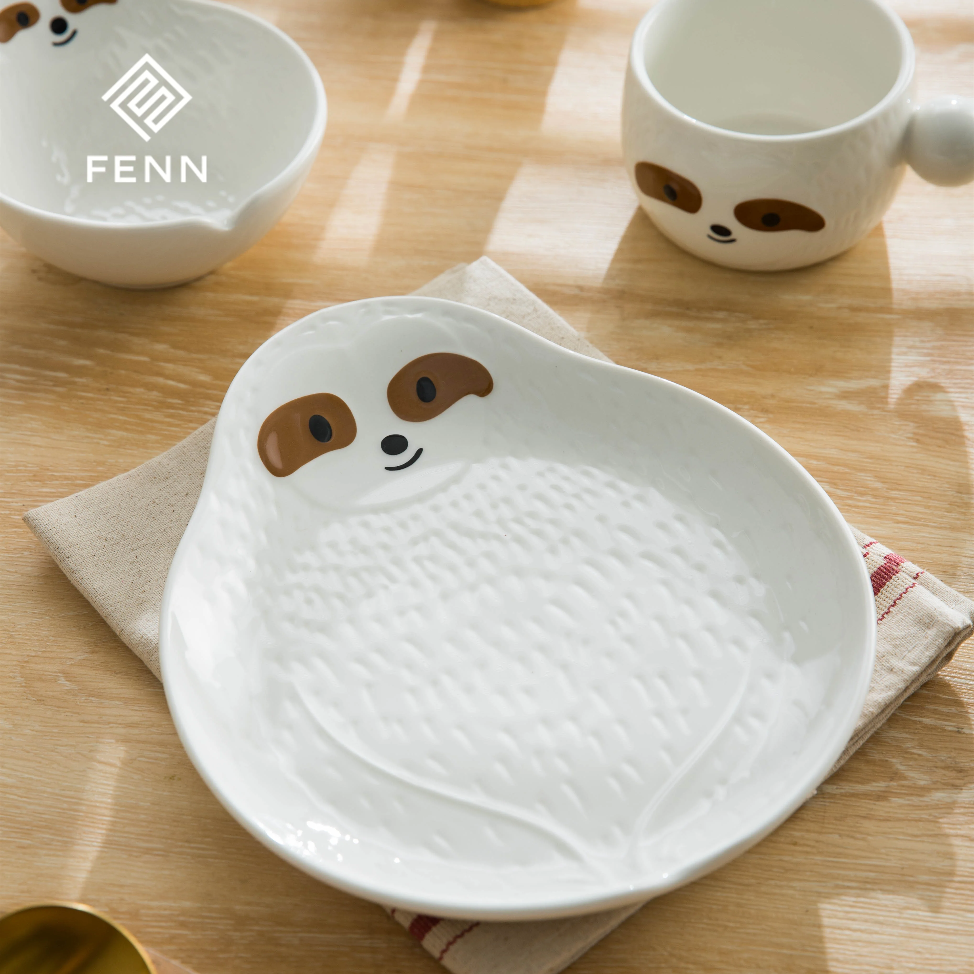 product fenn cartoon ceramic cute dinnerware animal sloth plate breakfast salad fruit bowl creative restaurant aesthetic dinner plate-65