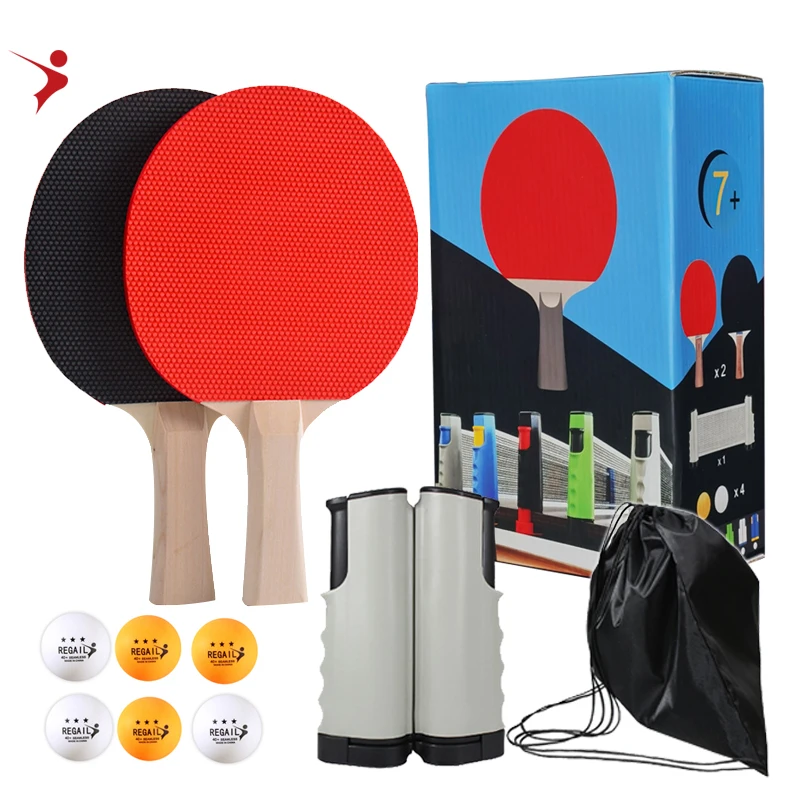 Ping Pong Paddles Set With Retractable Net - 2 Rackets, 6 Balls & Carry Bag For Indoor/Outdoor