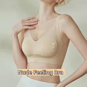 High Quality Plus Size Female Big Cup Seamless Bras Traceless Soft Support Side Breasts Anti-Drooping Jelly Bra