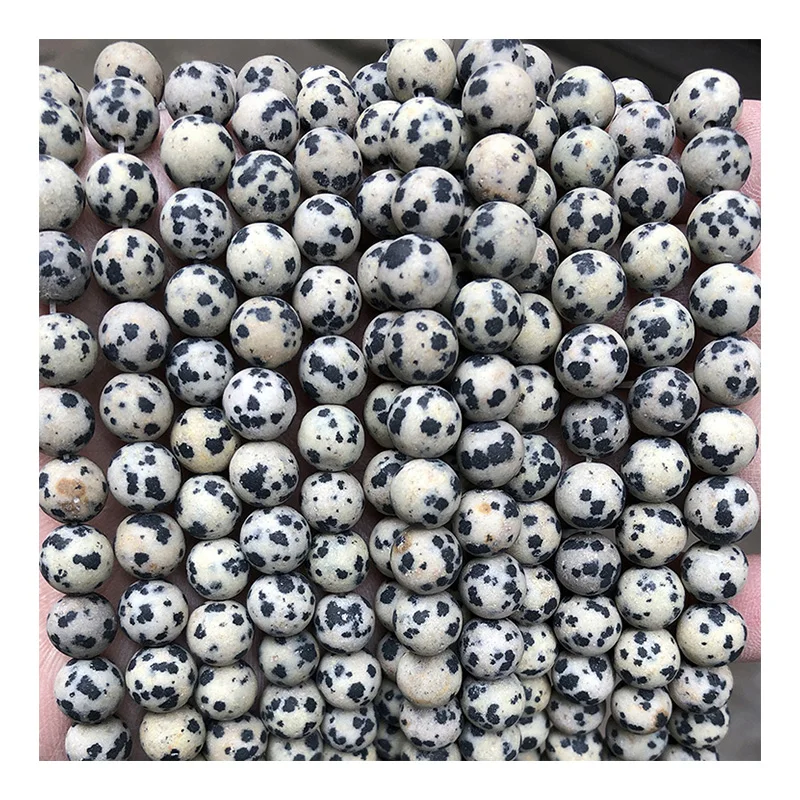 Wholesale Dalmation Jasper Natural Gemstone Round Beads 4mm,6mm,8mm,10mm,12mm Necklace Bracelet Earring DIY Jewelry Supplies 16 Inch Strand