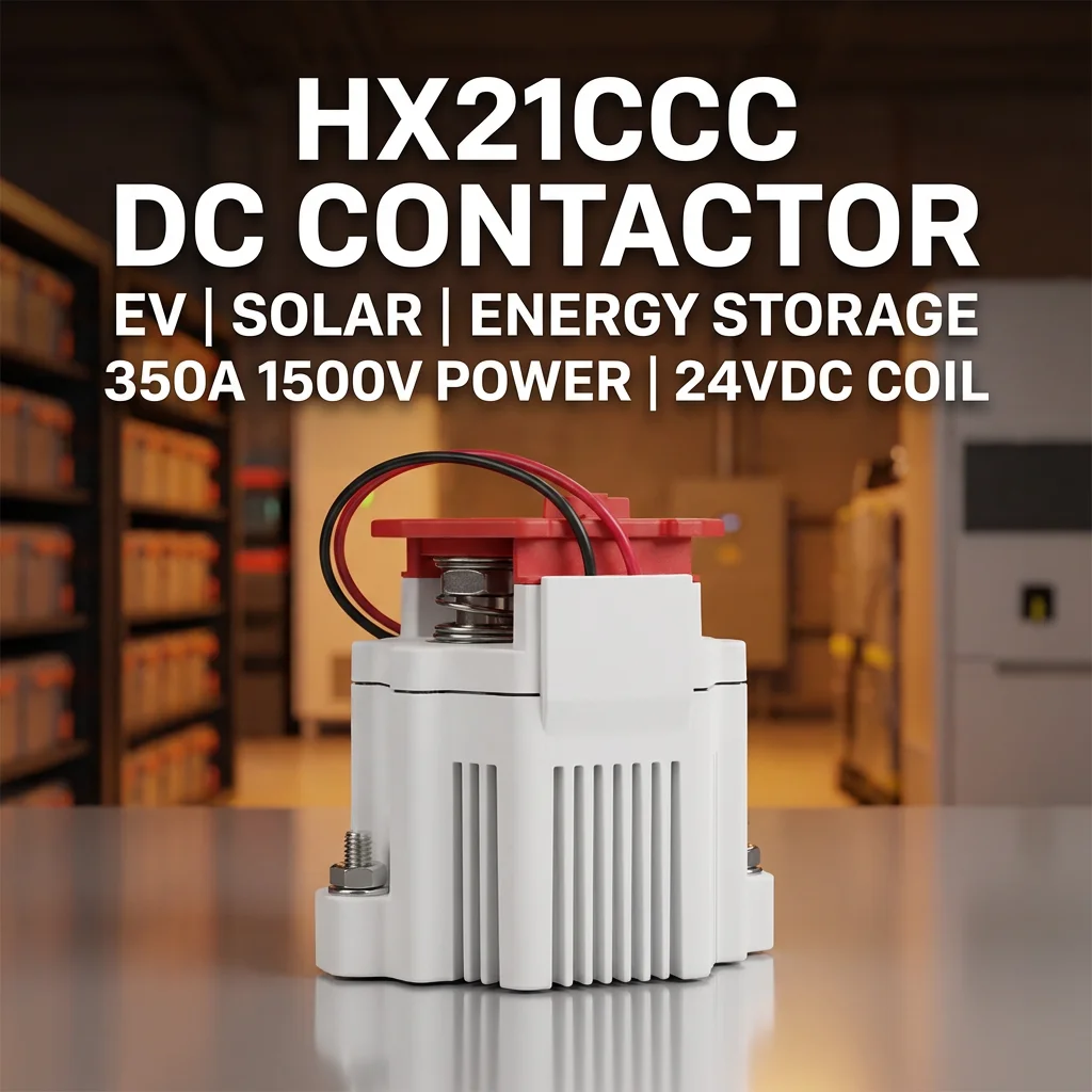 HX21CCC สำหรับเซนโซร์-กิกาแวก คอนแทคเตอร์กระแสตรง (DC) แบบปิดผนึกพร้อมขั้วเสริม (Aux) กระแสไฟฟ้า 350A, ขดลวด 24V, แรงดันไฟฟ้า 1500V สำหรับยานยนต์ไฟฟ้า (EV) และระบบจัดเก็บพลังงานแสงอาทิตย์ (Solar ESS) แบบ OEM ผ่านมาตรฐาน RoHS