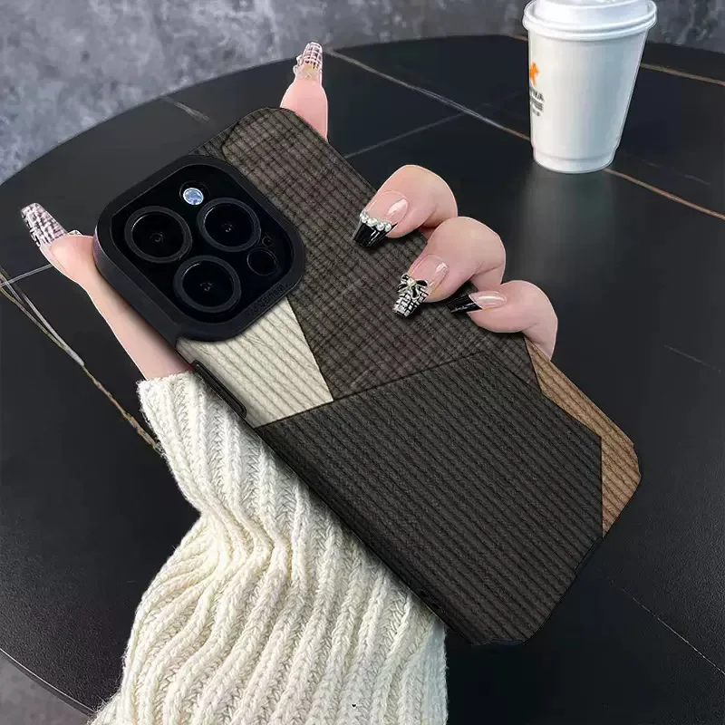 Newest Wood Grain Step Design Printing Soft TPU Leather Mobile Phone Cover Case For Iphone 7 8 X Xr Xs 11 12 13 14 15 16 Pro Max