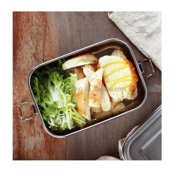 LeakProof Food Container Bento Removable Silicone Seal and Lock Clips  800ml 1200ml 1400ml Stainless Steel Lunch Box