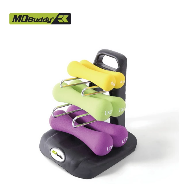 MDBuddy Set of 3 Pairs of Neoprene Dumbbell Set with Stand