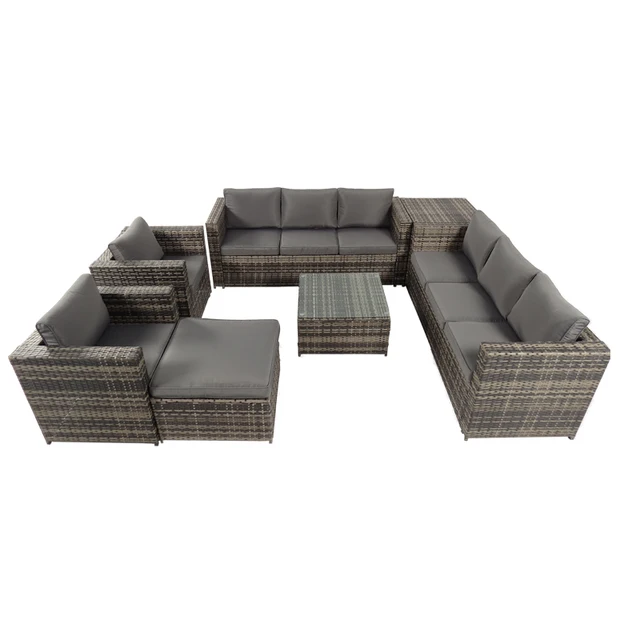 Factory Wholesale Modern Garden Furniture Outdoor PE rattan weaving Outdoor Furniture Sofa Set with Glass Table