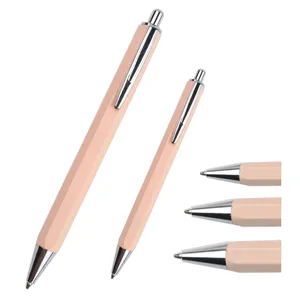 Hexagonal Click Metal Manufacturer Wholesale Office Stationery Gift  Ballpoint Pen With Custom Logo Advertising Printed