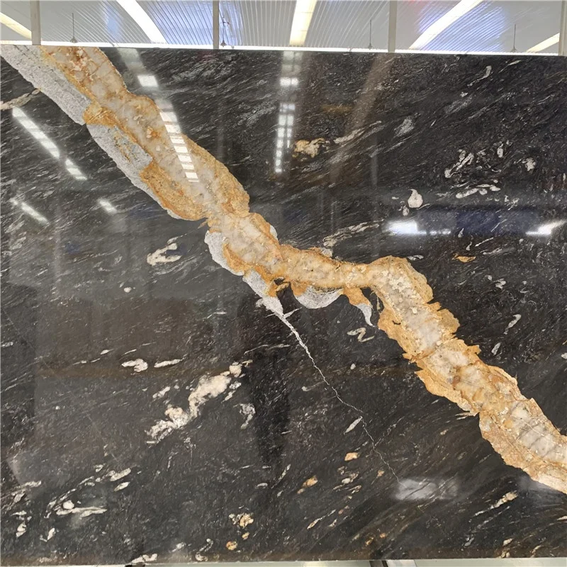 product prometheus golden black marble stone for interior decorationblack marble with golden veins tile-2