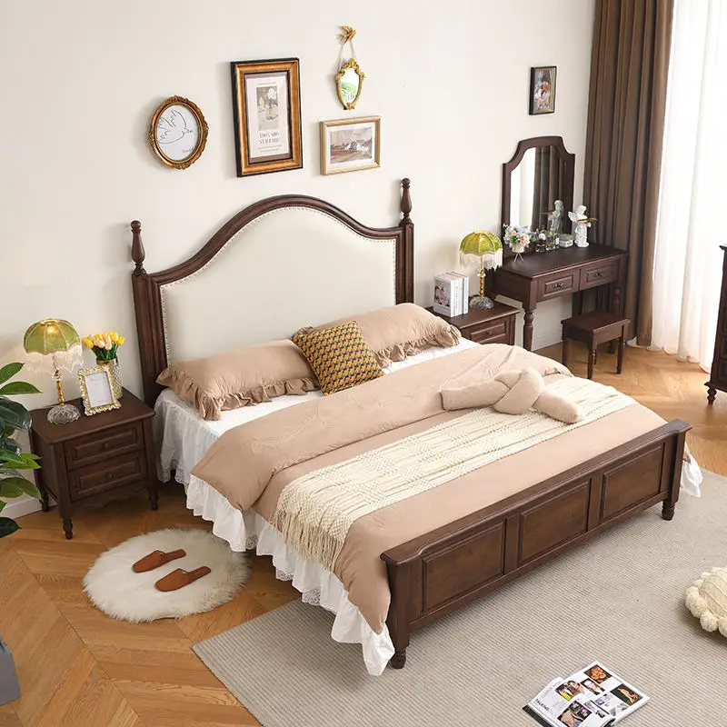 2-Drawer Bedside Table Solid Rubber Wood Nightstand Small Wooden Side End Table Sturdy and Durable Antique Style Night Stand