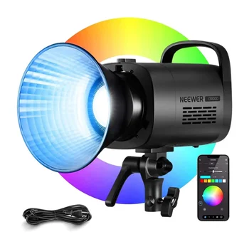 NEEWER CB100C 130W RGB LED Video Light Full Color 2700K-6500K Silent Continuous Output Bowens Mount for Photographic Lighting