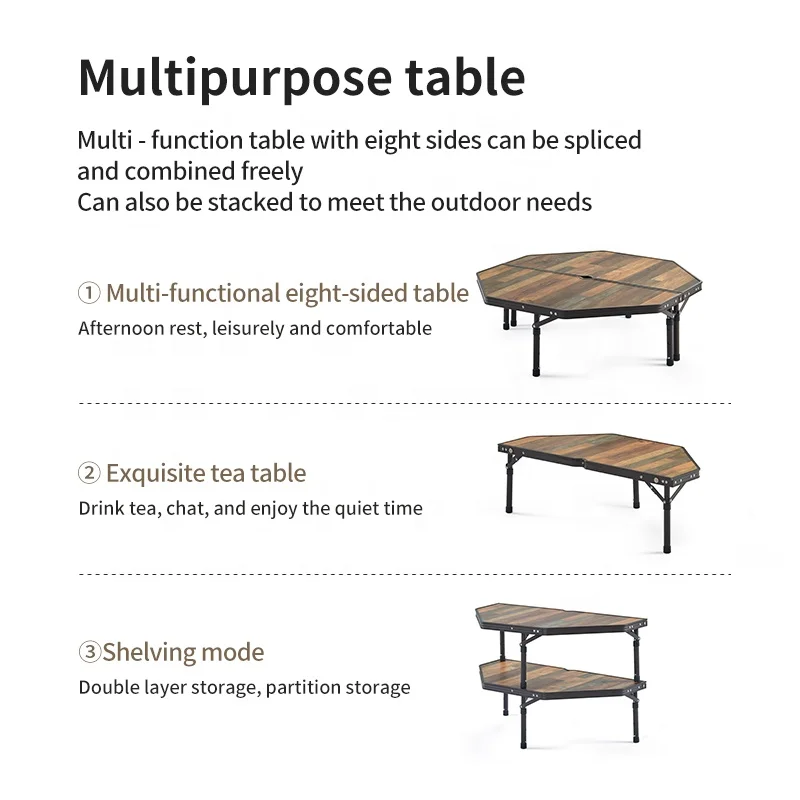 Naturehike outdoor camping picnic portable folding MDF table adjustable height table