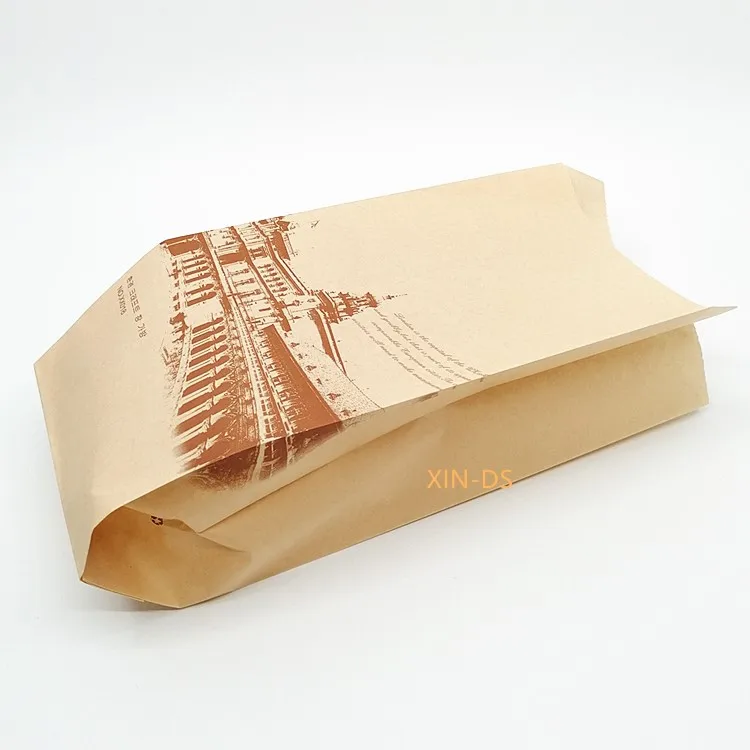 Custom print food packaging kraft paper bag with window for bread