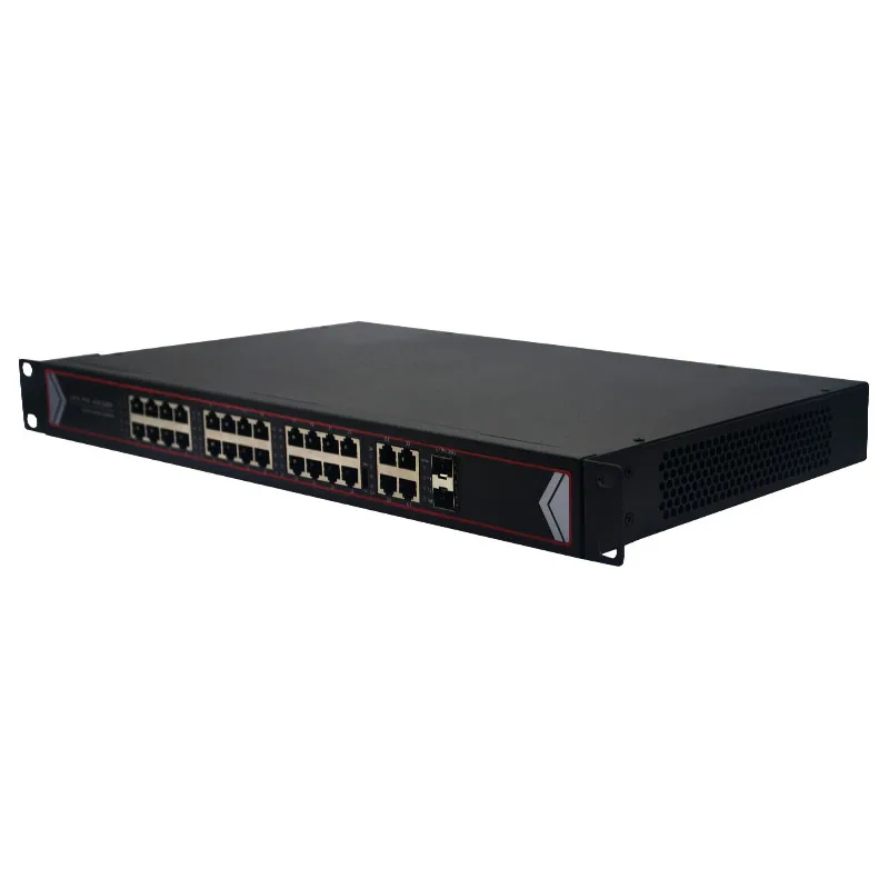 10/100M 24 Port PoE Switch With 4 Gigabit Uplink 2 SFP Slot 48V 260W 1U Rack details