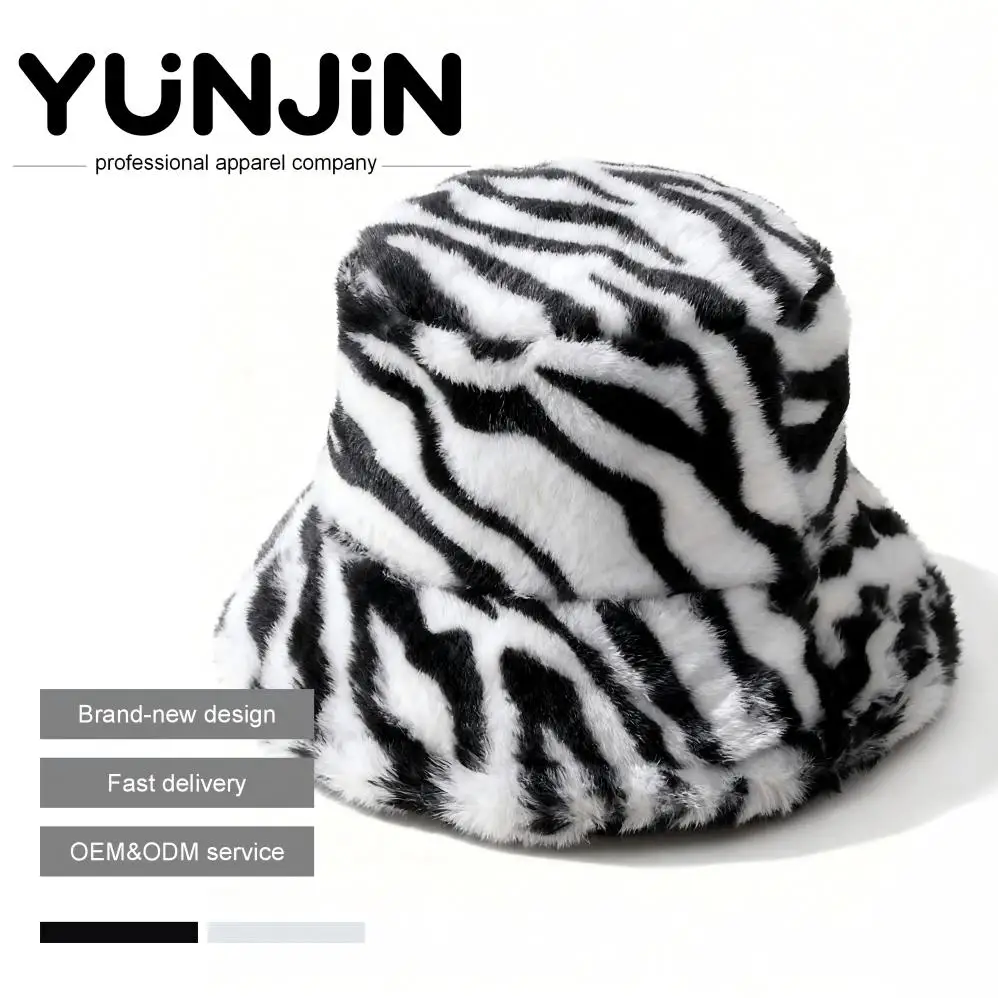 YUNJIN Unisex Winter Zebra Design Faux Fur Bucket