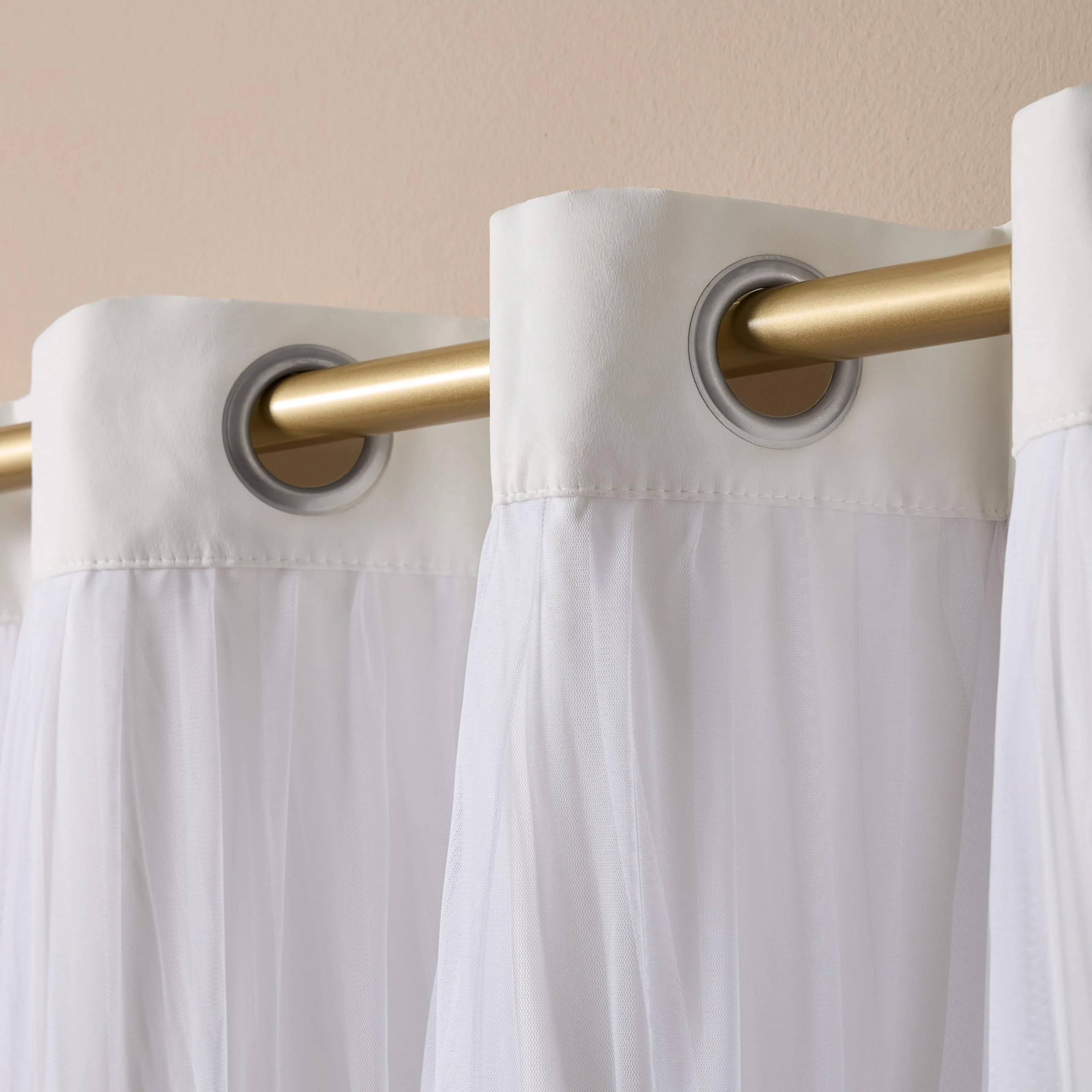 Bindi Luxury Double Layered Blackout and Sheer Grommet Top Curtains Sound Proof Voile Room Darkening Voile Curtains & Valances