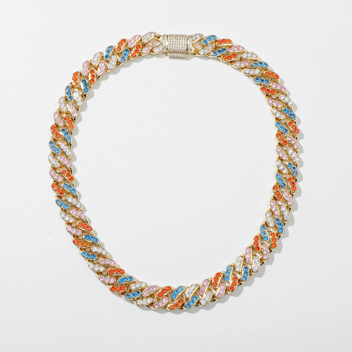 rainbow diamond cuban chain