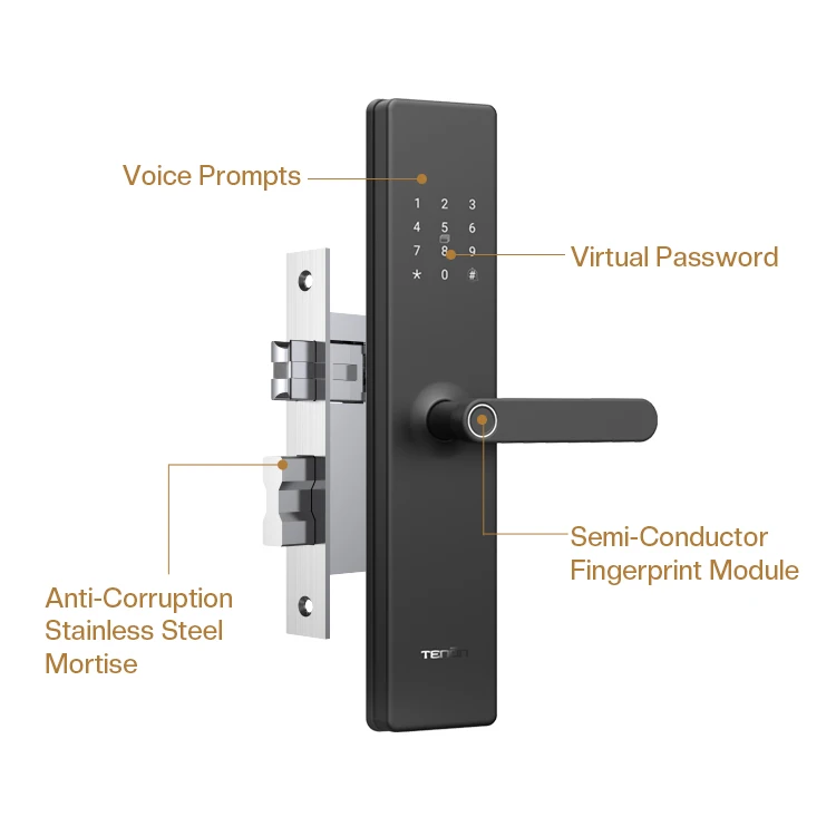 Indoor Electronic Touch Screen Digital Keyless Smart Lock Intelligent Password Fingerprint Smart Lock Door Handles