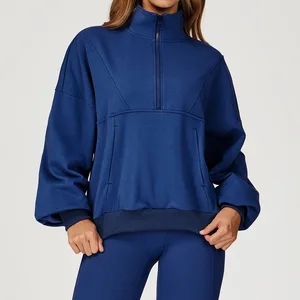 Half Zip Fitness Custom Outdoor Essentials Gym Pocket Women Activewear Breathable Sportswear Workout Yoga Sweatshirt