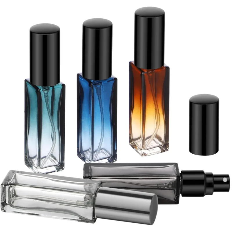 Mini Pocket Fine Mist Glass Spray Bottle 3ml 5ml 10ml Gradient Square Leak-Proof Perfume Pump Sayer
