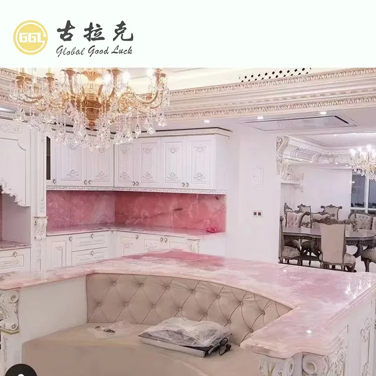 Pink Onyx Natural Marble Custom Size Slab for Panel Backsplash Countertop factory