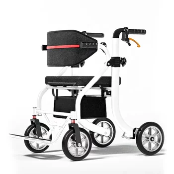 Foldable Training Wheelchair Walking Elderly Portable Aluminum WalkerRollator With Seat And Footrest walker for disabled