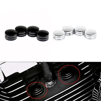 Lot 4 Capuchons Boulons Tête Harley-Davidson Noir + Chrome - Twin Cam Sportster Big Twin