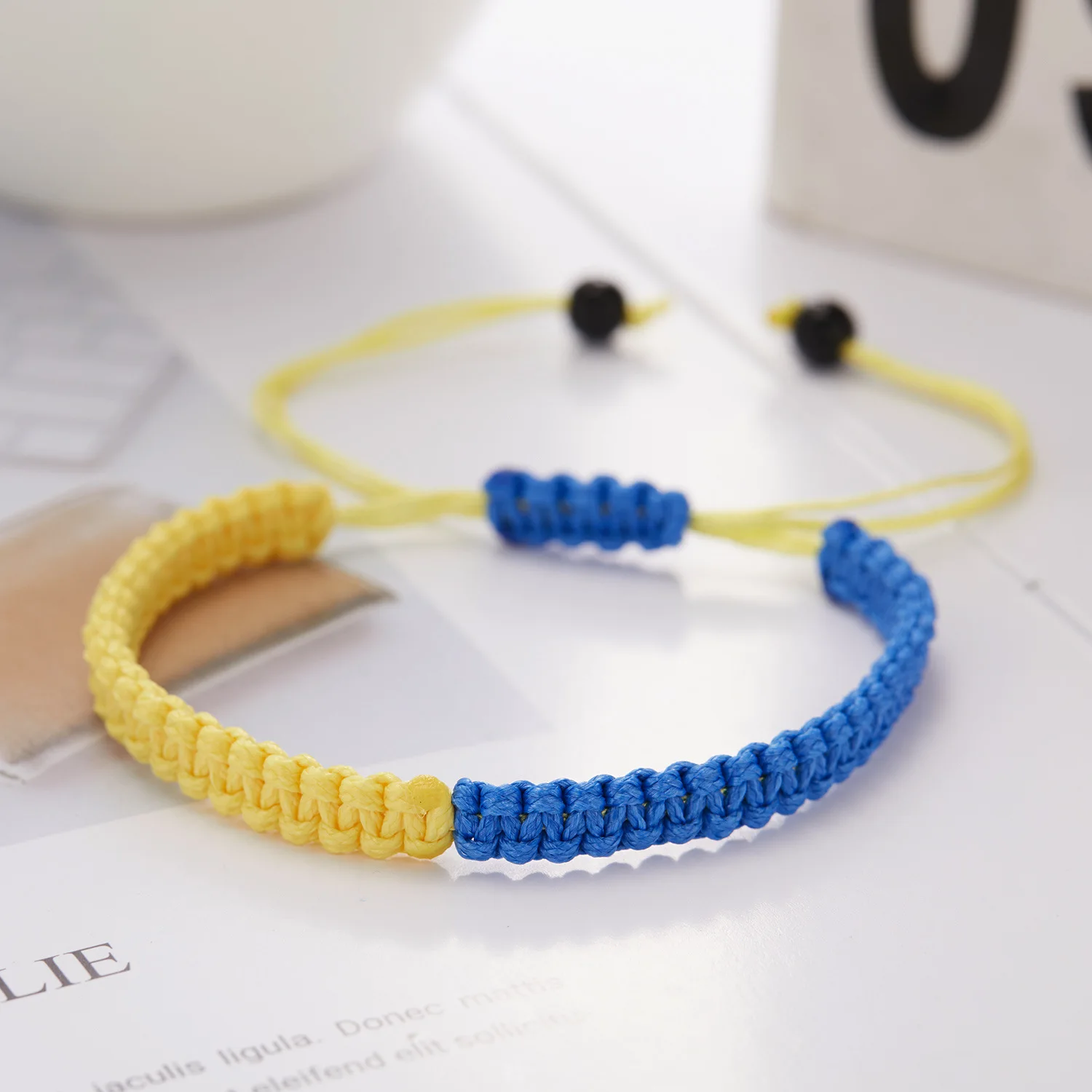 Charm Yellow Blue Ukraine Bracelets for Women Men Handmade Ukrainian Flag Color Woven String Bracelet New Design Couple Jewelry