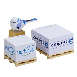 Custom Personal Logo Note Cube Mini Paper 4 Sides Printing Memo Cube Promotional Sticky Notes with Wooden Pallet