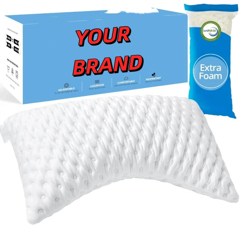 Breathable Cover Soft Fluffy Queen Size Curved Neck Support Sleeping Adjustable Memory Foam Pillow
