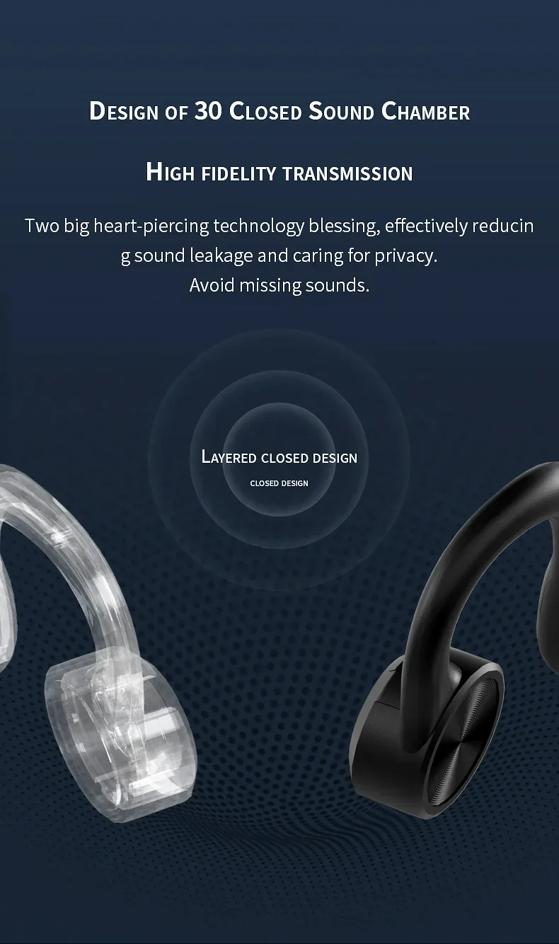 Hotsale In-Ear Wireless for 5.3 Headset with LED Display JL Chipset Memory Card Slot-Sport Ear Design ANC IPX5 Waterproof