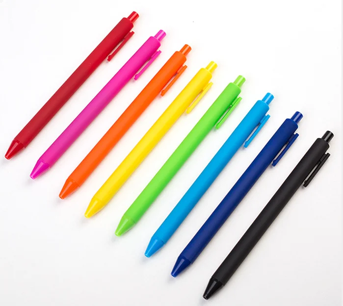 Custom Logo Matte Blue Gel Pen Rubber Feeling Plastic Click Pen Candy Ball Pens for Office Advertising Promotion Text Writing