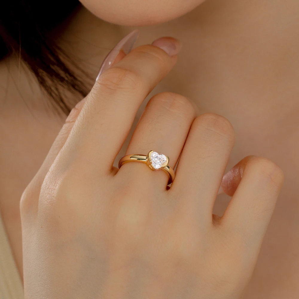 KAKODIY Custom Luxury Cubic Zirconia Engagement Ring 18K Gold 925 Sterling Silver Heart Shape Wedding Ring Women's Fine Jewelry detail 2