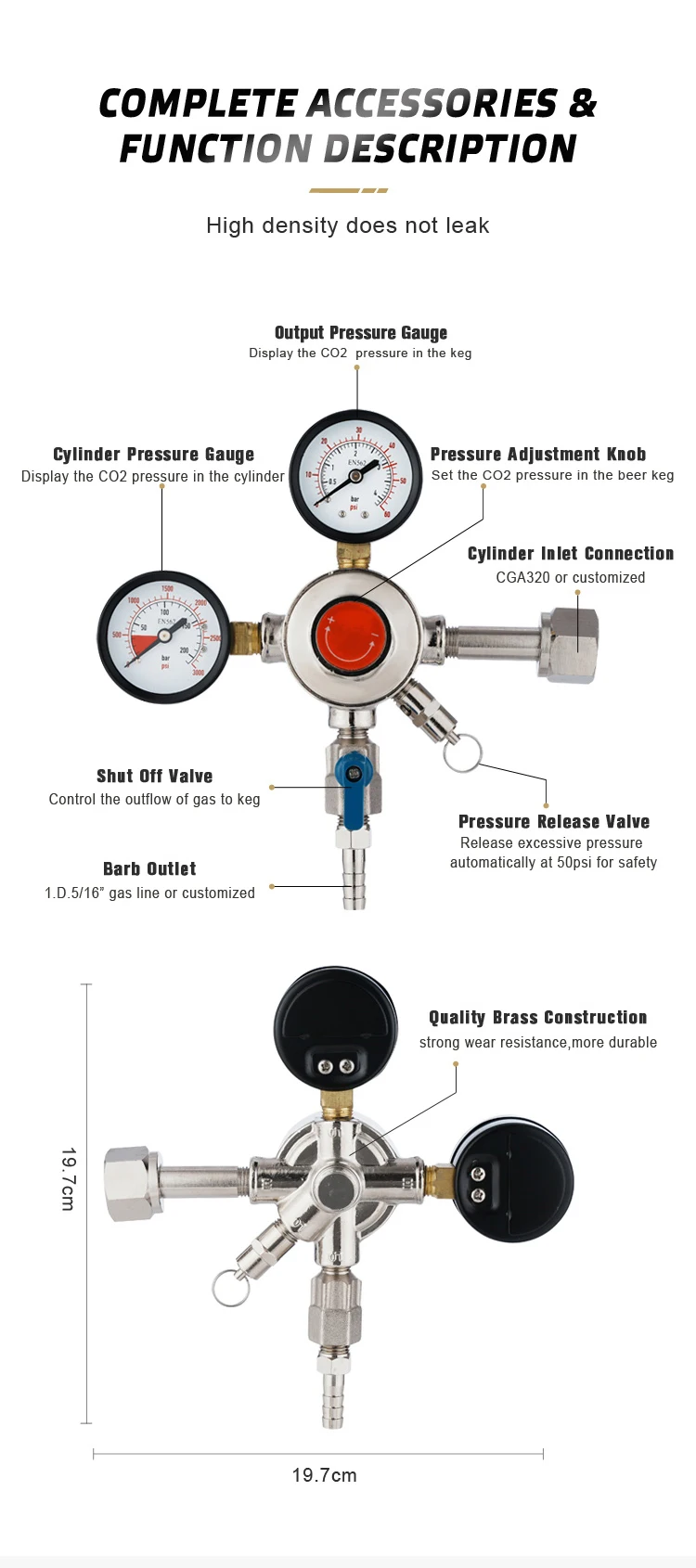 Dualgauge 1way Beer Keg Co2 Pressure Regulator With Cga320 Inlet
