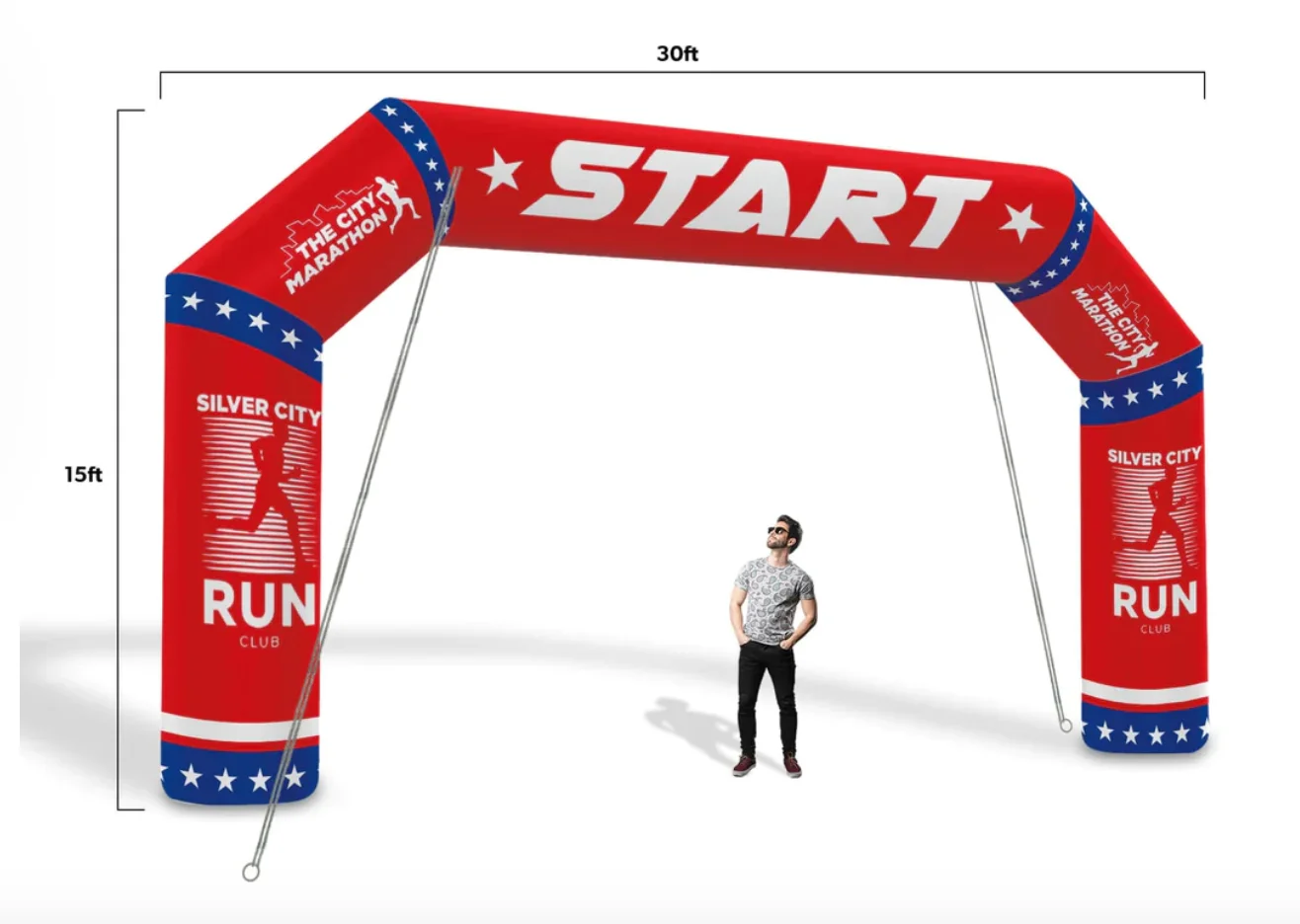 Custom Inflatable Arch Angel to Mark the Start / Finish Lines of Sports Events With Constant Air and Sealed Air Optional