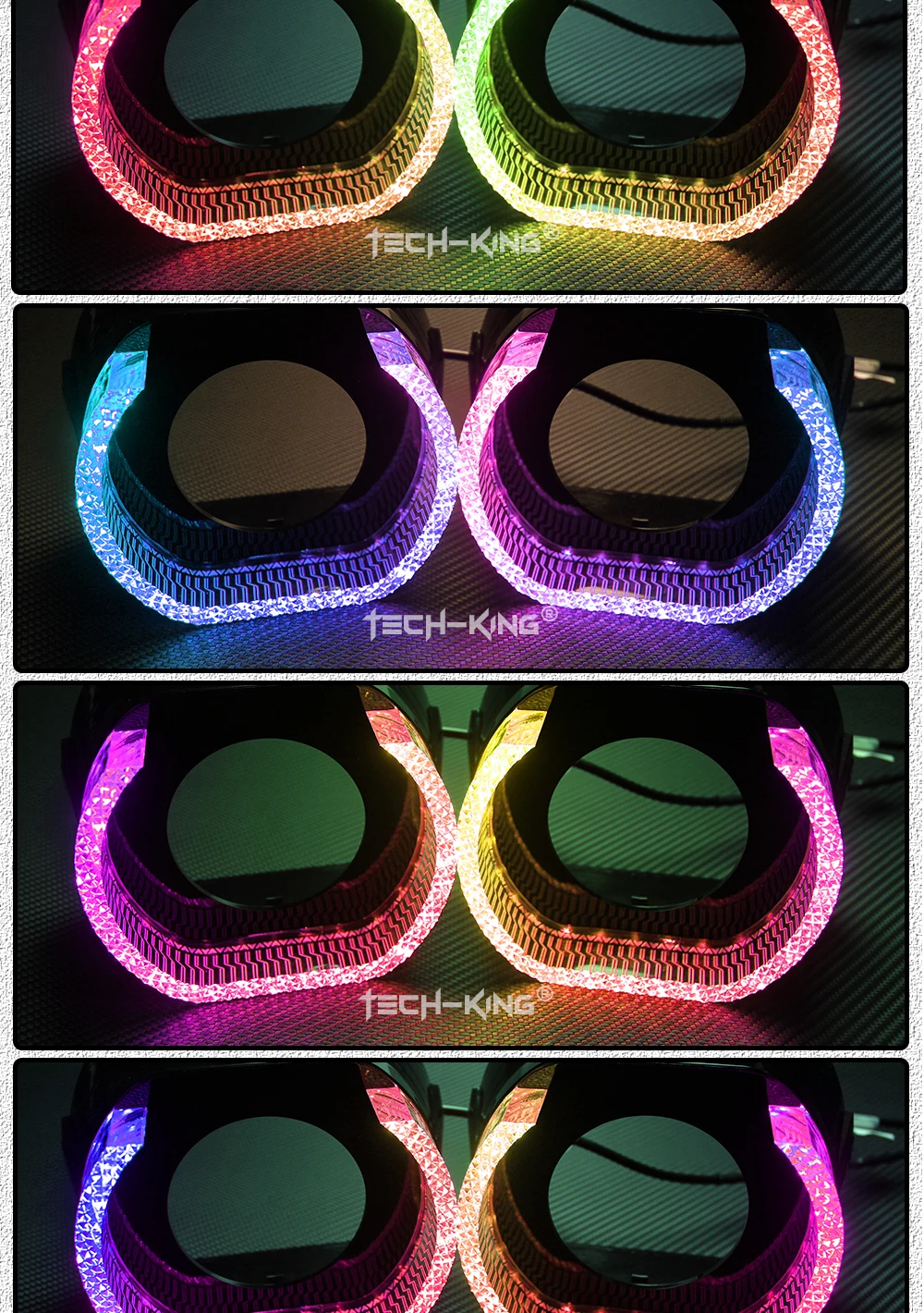 TECH-KING Hot Sale 5D LED 2.5/3.0inch Angel Eyes RGB App Control Decorative Auto Accessory with Angel Eye Daytime Running Lights