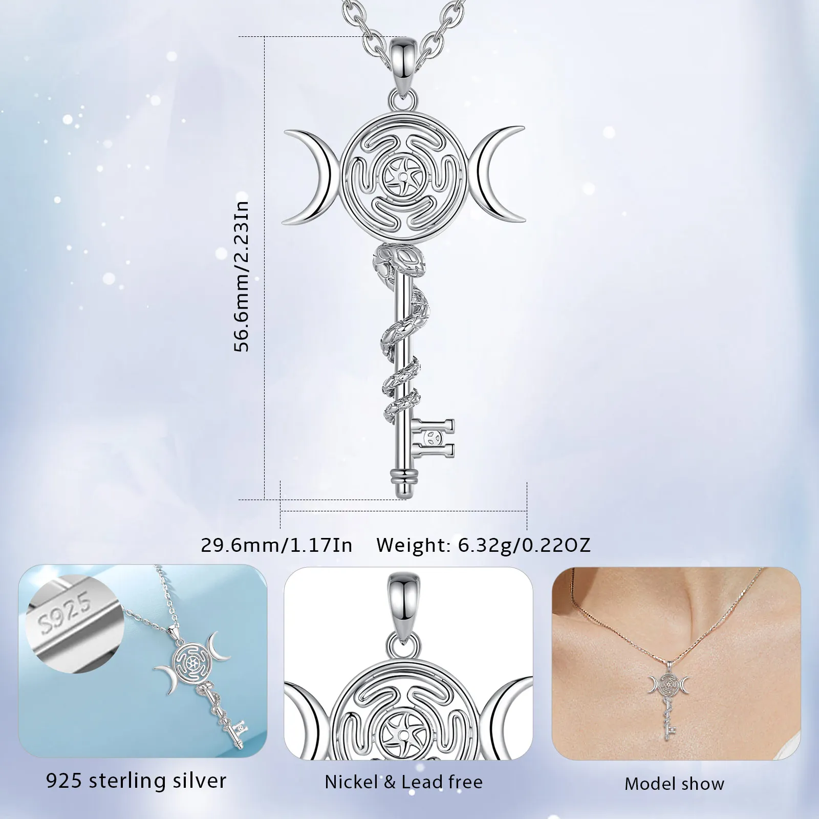 Merryshine Women's 925 Sterling Silver Mystical Snake Wiccan Pagan