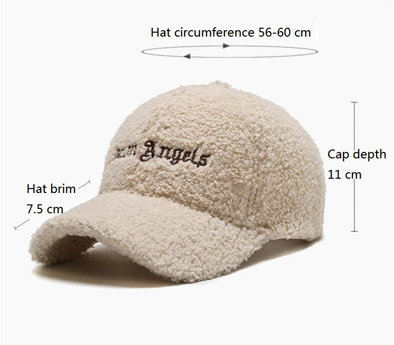 Custom embroidered winter sports caps for men women plain warm lamb wool furry baseball cap