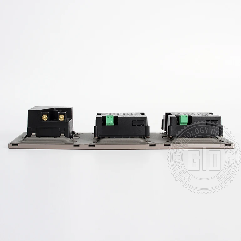 220V AC RS485 Reset Push Button  Gray Color Aluminum Brushed Material 3 Connected Panels Light Control Switch