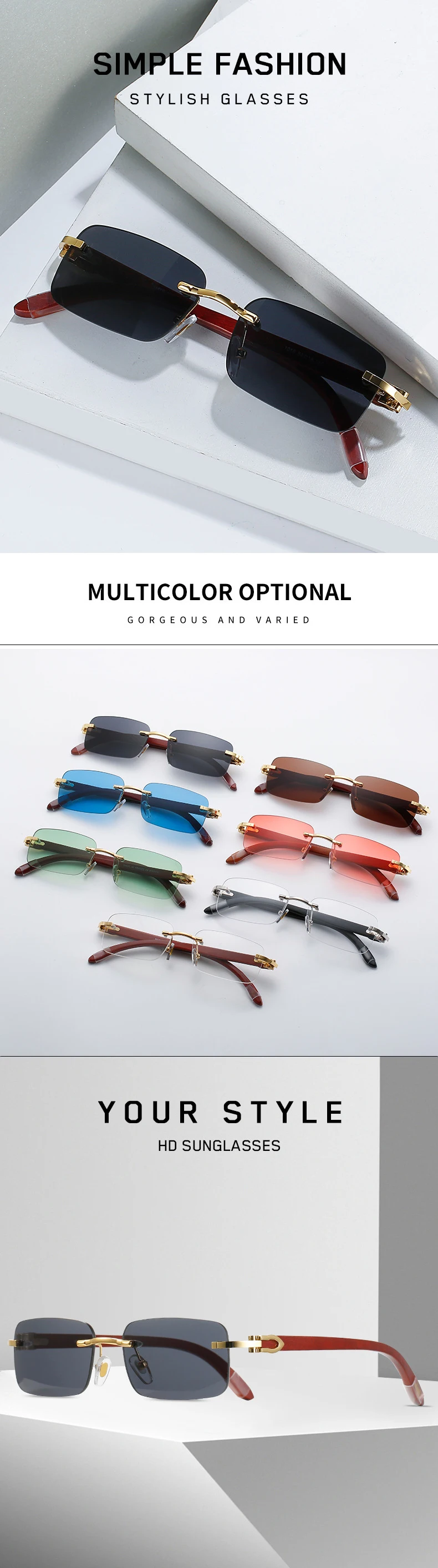 2024 New Luxury Brand Carteir Fashion Designer Sunglasses Men Wood Leg