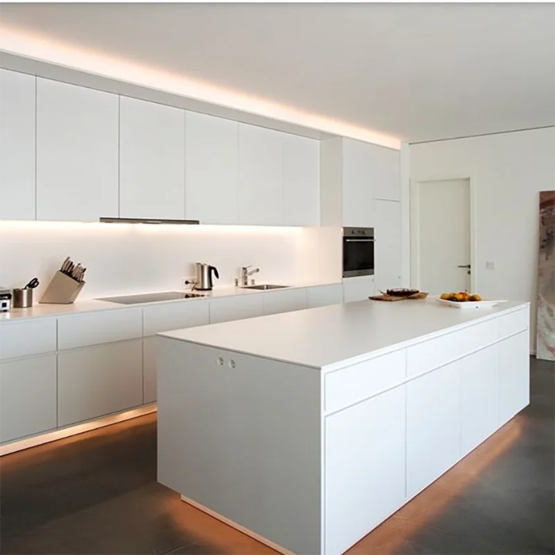 White High Gloss Free Design Lacquer Painting Modern Kitchen Cabinets for Apartment
