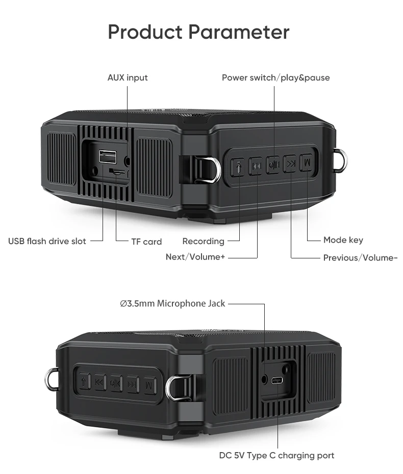 SHIDU M808 18W Loud Voice Rechargeable Battery Outdoor Waterproof Voice Amplifier with Headset wireless microphone