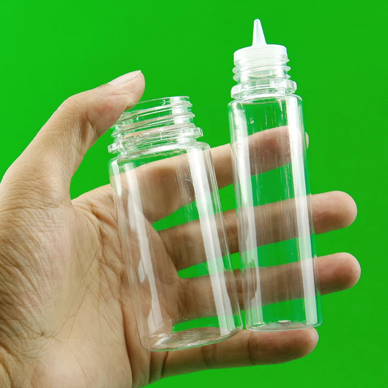 Transparent V3 PET Plastic Squeeze Dropper Bottle 10ml 30ml 60ml 100ml Tamper Proof Lids for Juice Packaging Box Logo Print