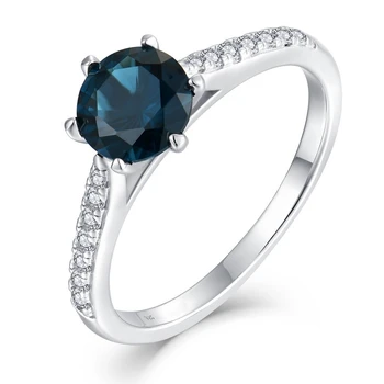925 Sterling Silver Engagement Wedding Promise Ring 7mm nano dark blue topaz cz Amethyst CZ ring for women