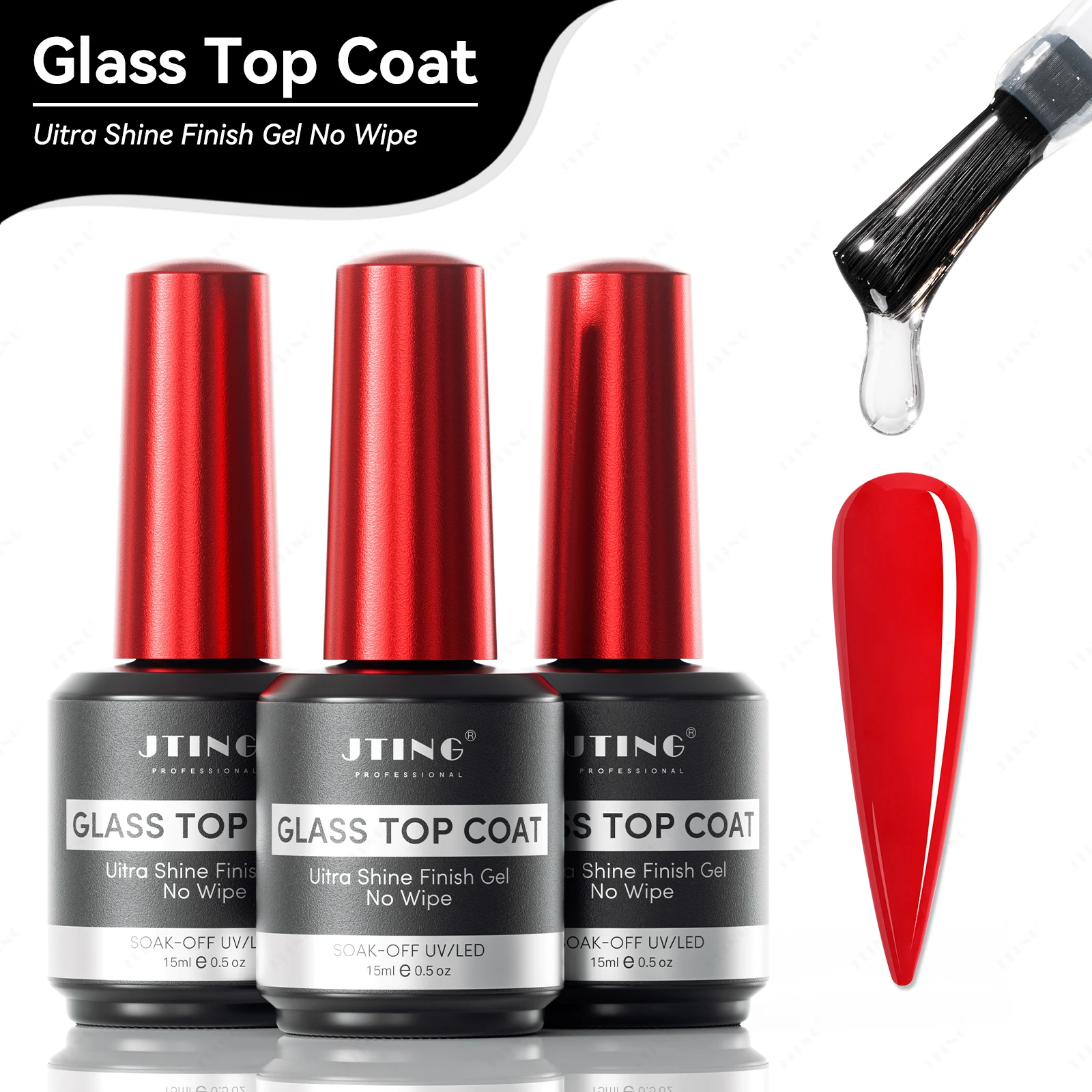 Jting 2024 New Arrival Nowipe Strong Glass Top Coat Nail Gel Polish