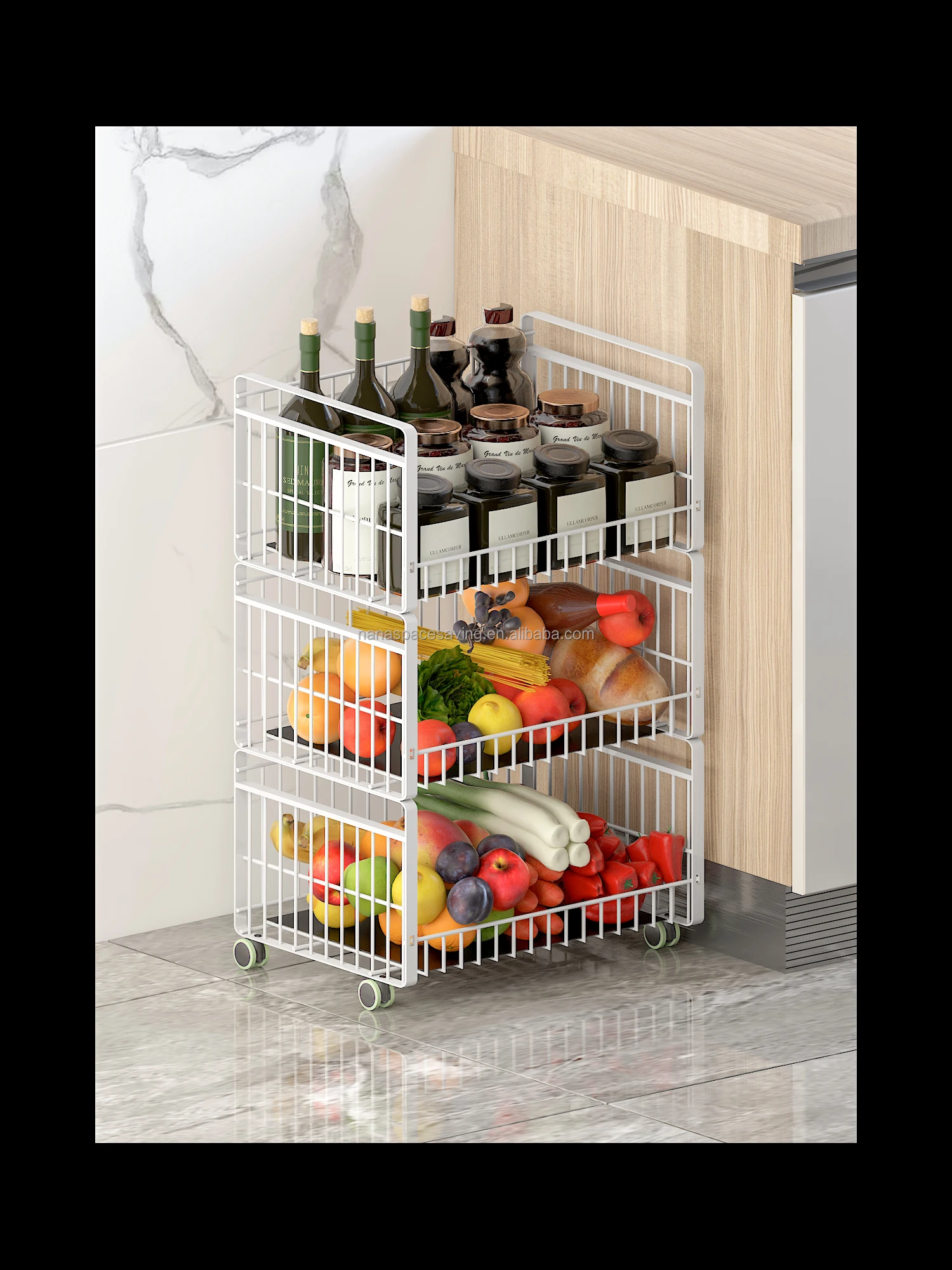 3 Tiers Vegetable Metal Kitchen Rack Storage Basket Shelf Buy Metal